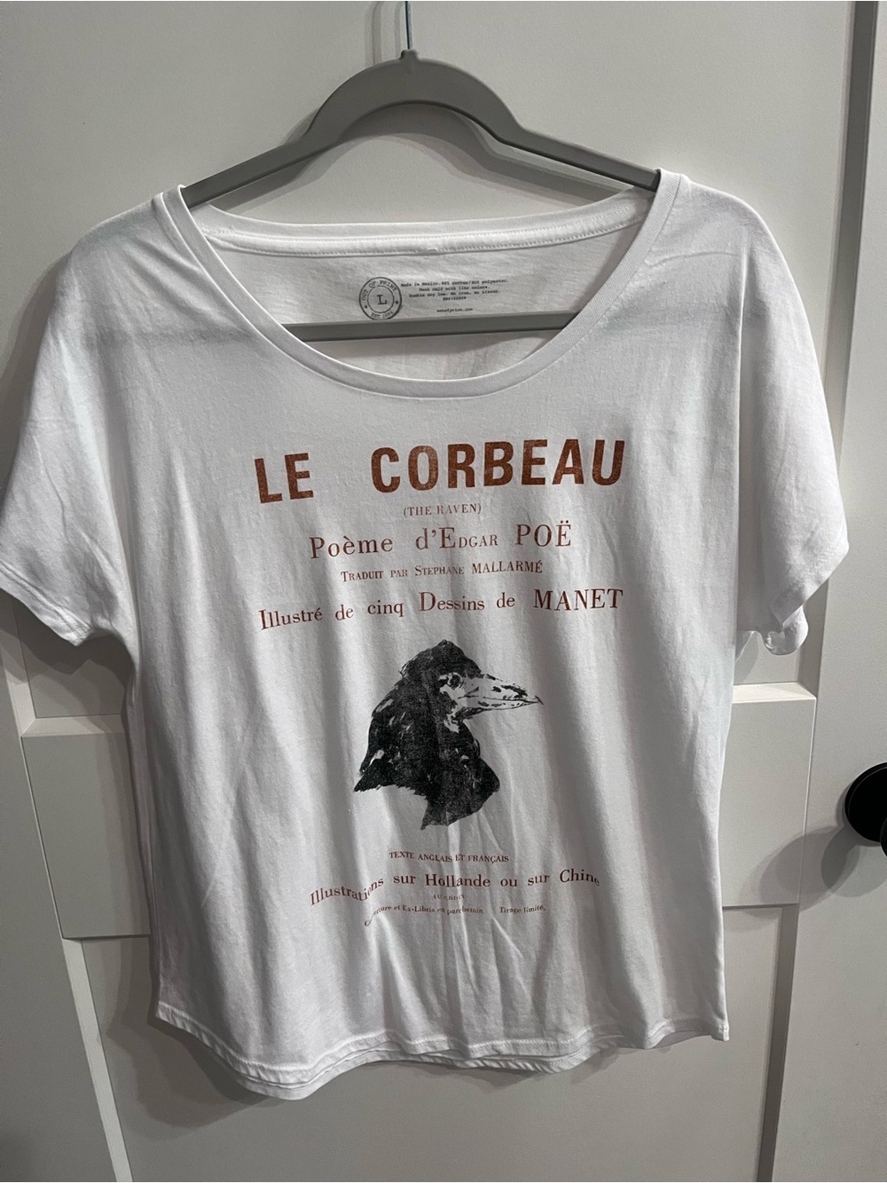 Out of Print LE CORBEAU Graphic Tee with Raven Print - White